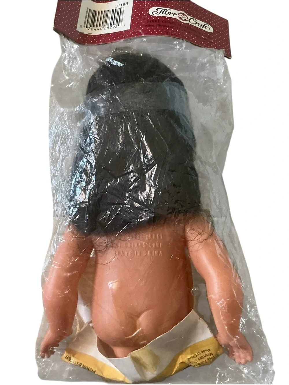 Vintage 1988 fibre craft 8-inch pillow doll brown eyes brown hair